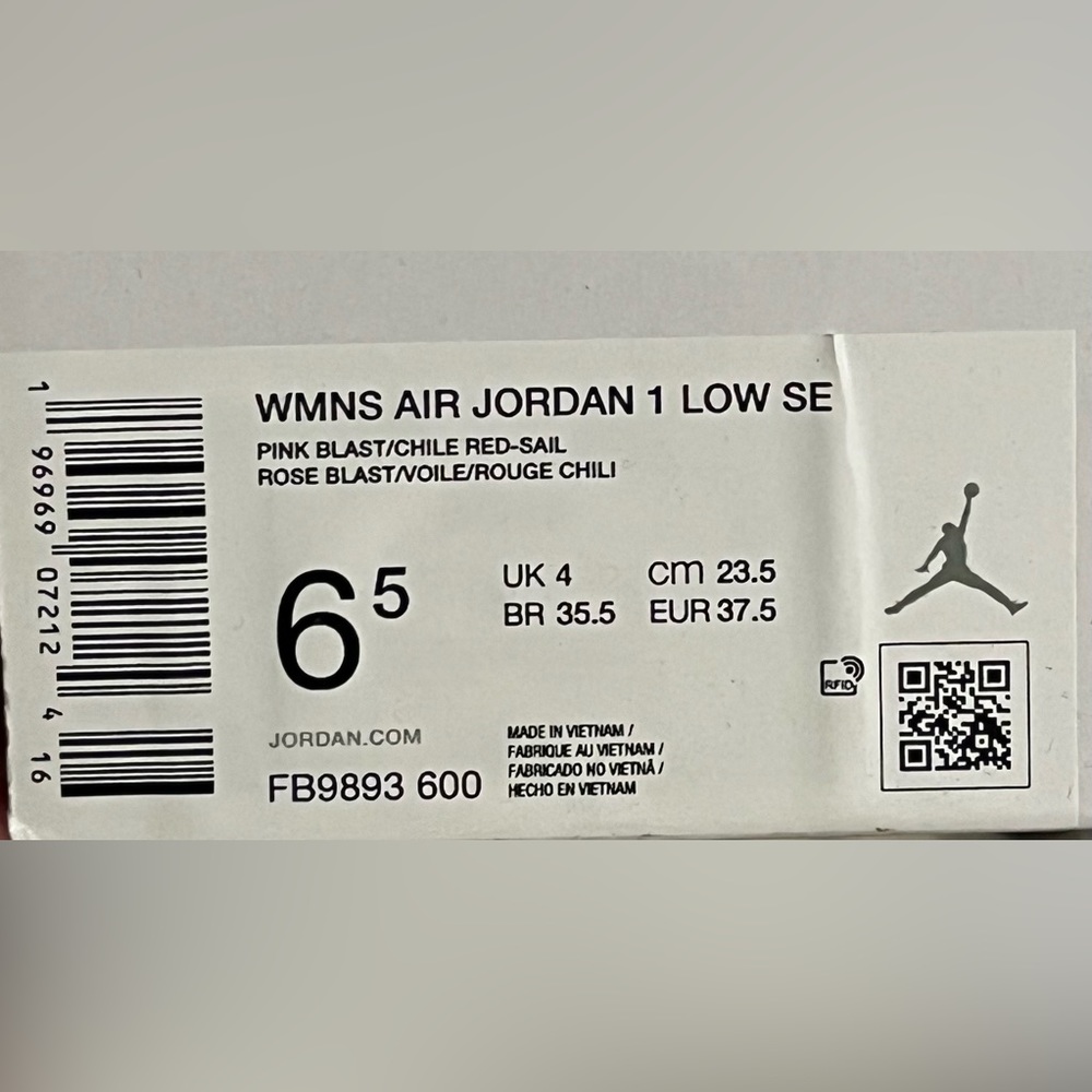 NEW Air Jordan 1 Low SE Pink Blast Valentines Day - Picture 9 of 10